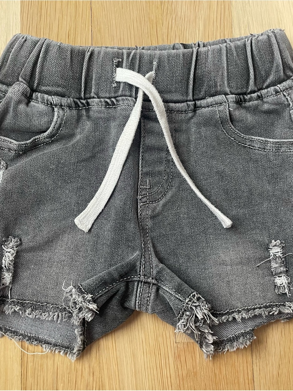Little Bipsy Gray Distressed Drawstring Denim Shorts